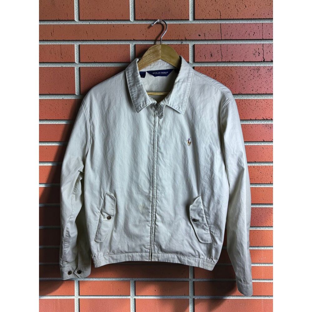 Polo Golf Ralph Lauren Harrington Jacket Men's Large Cream Full Zip Pony